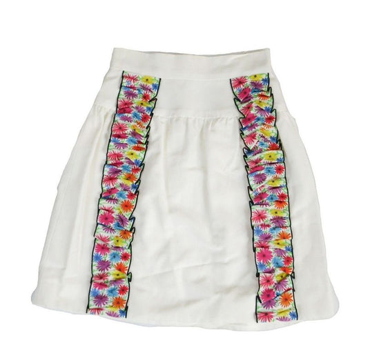 16ss Chanel Flower Print Gathered Skirt Bottoms White Half Length Size 34