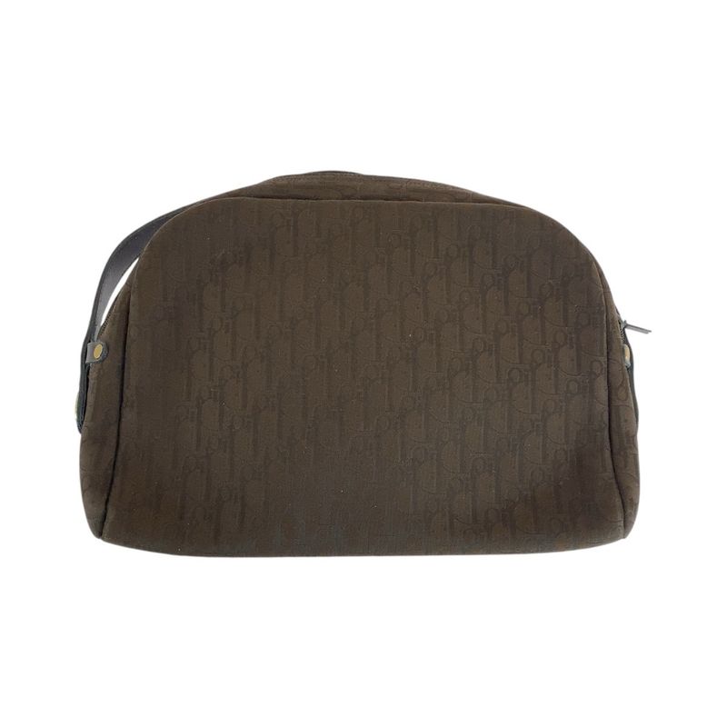 DIOR Vintage Trotter Brown Gold Hardware Canvas Shoulder Bag Women 504833