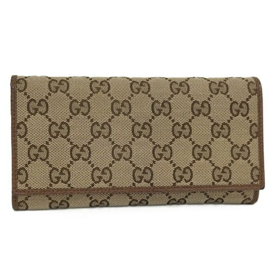 Gucci Bifold Long Wallet In GG Canvas Beige Brown 346058