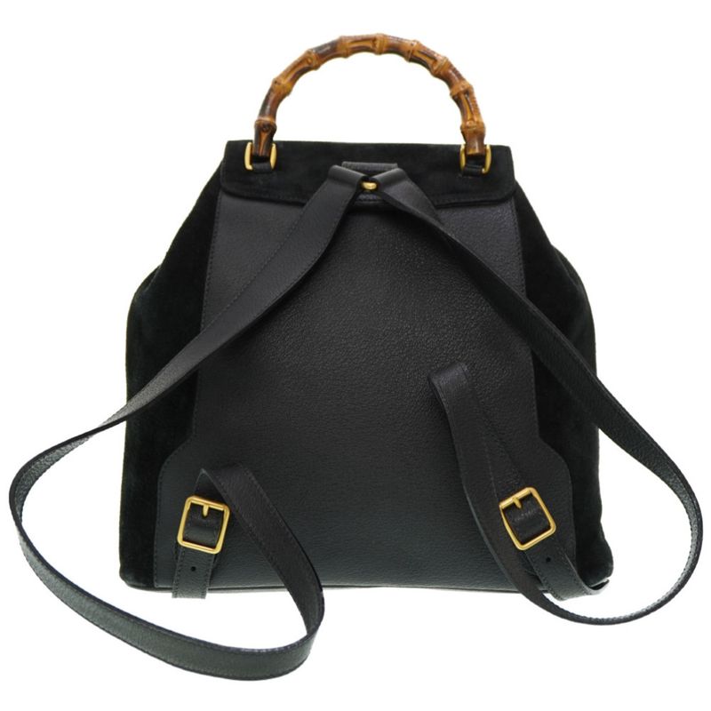 Gucci Bamboo Backpack Daypack Suede Black 0182gucci Suede Vintage