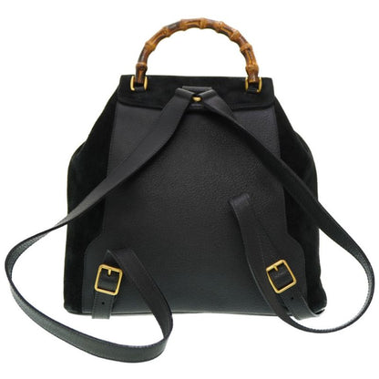Gucci Bamboo Backpack Daypack Suede Black 0182gucci Suede Vintage