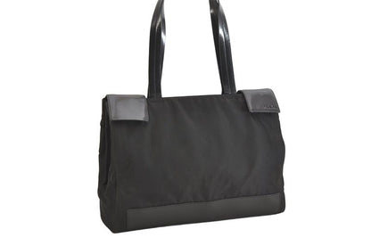 Prada Vintage Nylon Leather Shoulder Handbag Black 3552n