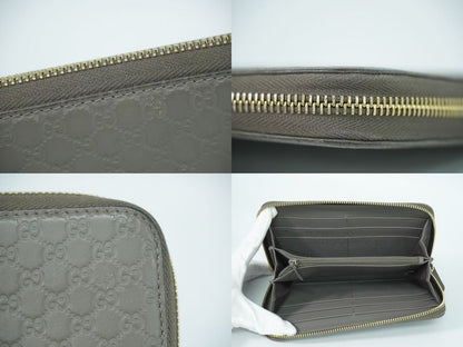 Authentic Gucci Shimmer Leather Round Zipper Long Wallet Long Wallet Gray