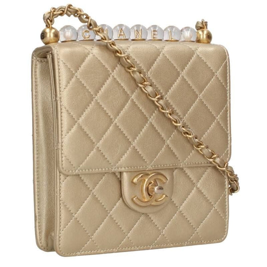 Chanel Quilted Clear Pearl Goatskin Chain Shoulder Bag
