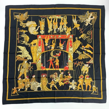 Hermes Scarf Carre 90 LE Temps Des Marionnettes Marionette Hours