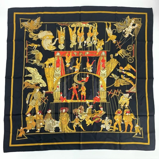 Hermes Scarf Carre 90 LE Temps Des Marionnettes Marionette Hours