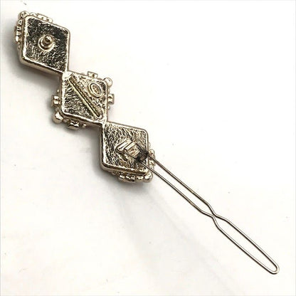 Chanel CC Logo Stone Cross Diamond Hair Clip Barrette Pink