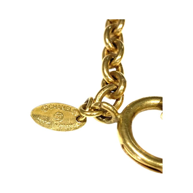 Chanel ⑤ 3859 70s-80s Vintage Matelasse Coco Mark Chain Necklace Unisex Gold