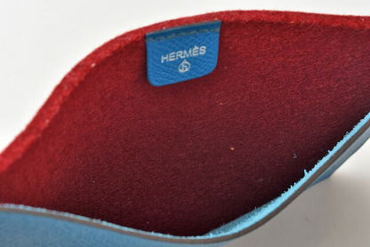 Unused Hermes Flat Pouch Pass Case Hermes Pouch Petite Ache Vaux Epson Blue Red