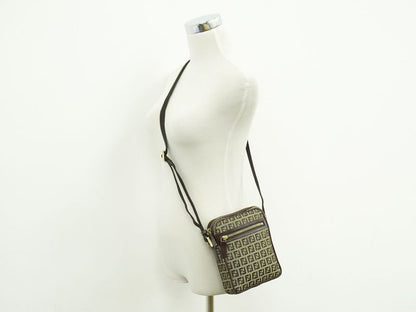 Authentic Fendi Zucchino Shoulder Bag Pochette Canvas Beige Brown 8bt098