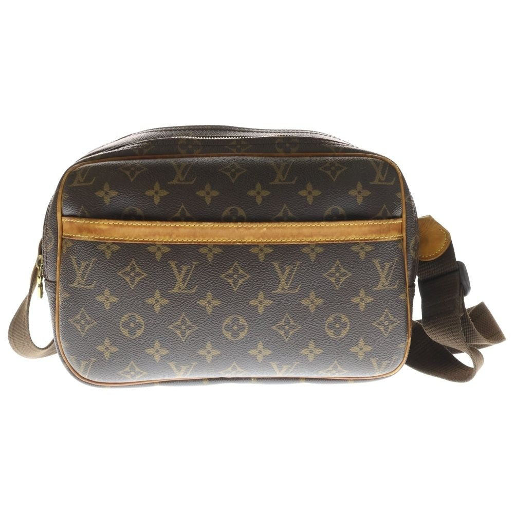 Louis Vuitton Monogram Reporter PM Shoulder Bag Brown Leather Gold