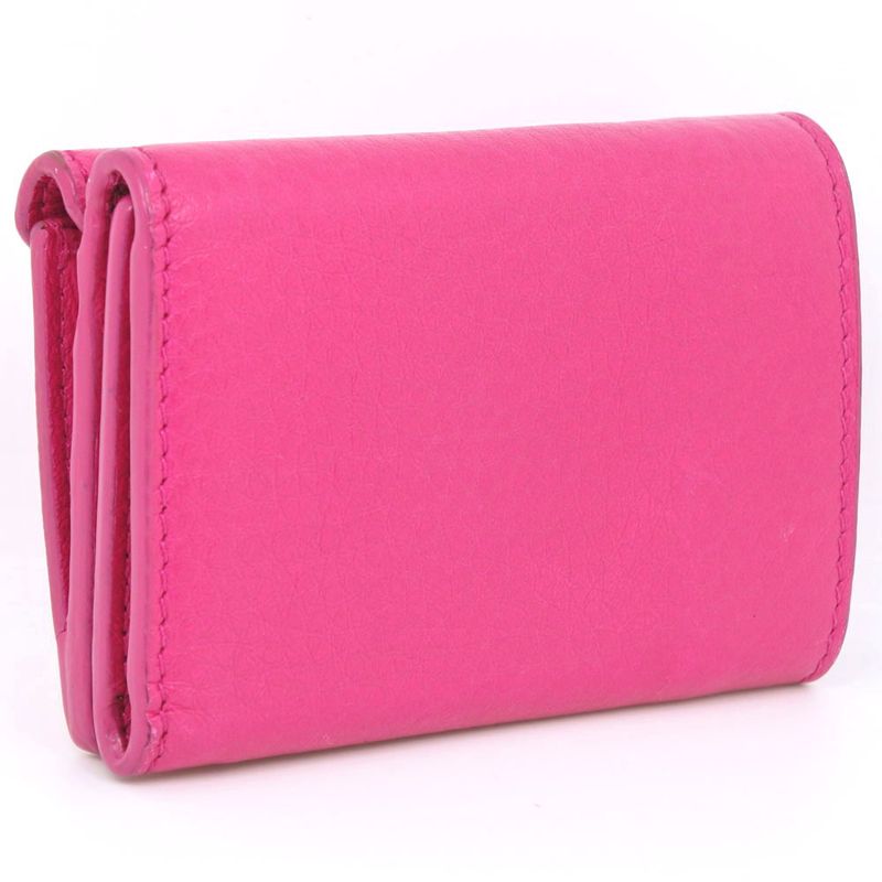 Balenciaga Paper Mini 391446 Leather Pink Women's Trifold Wallet