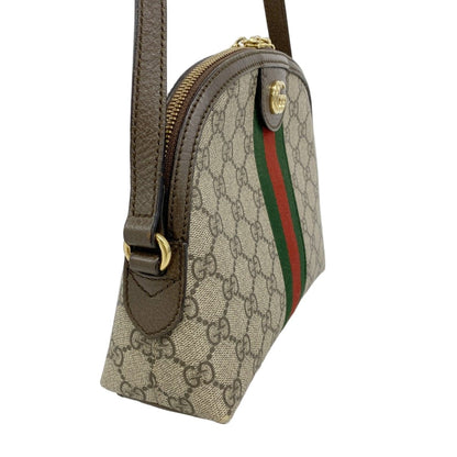 Gucci Shoulder Bag Ophidia Leather Brown Gold — view 2