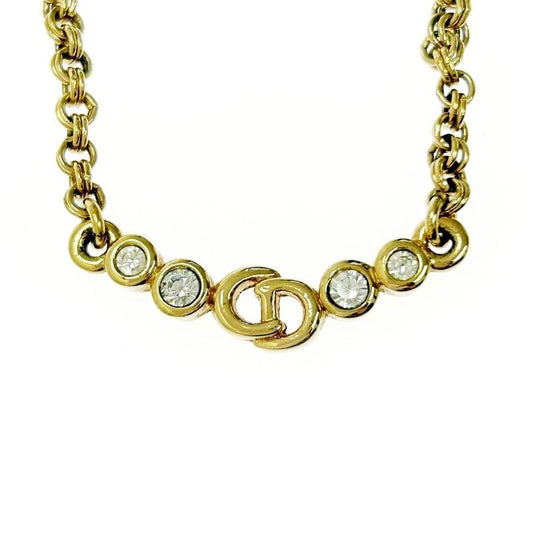 Christian Dior GP Rhinestone CD Logo Necklace Women