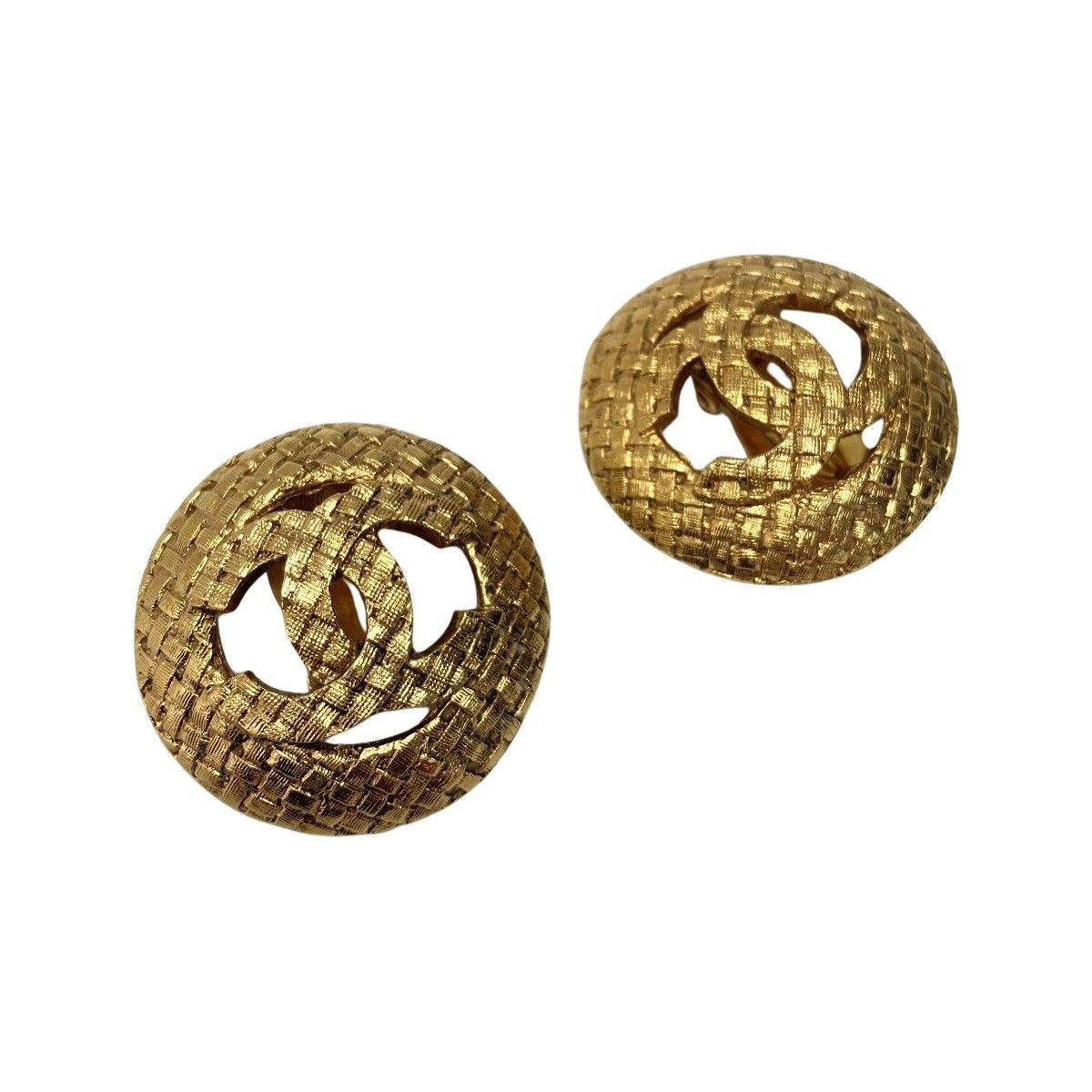 Chanel Coco Mark Round Earrings GP Gold 29 Vintage