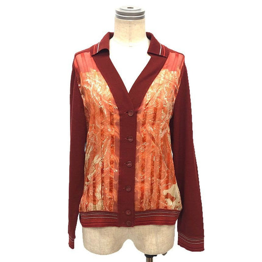 Hermes Cardigan 38 Long Sleeve Silk Wool Gaultier Era Burgundy