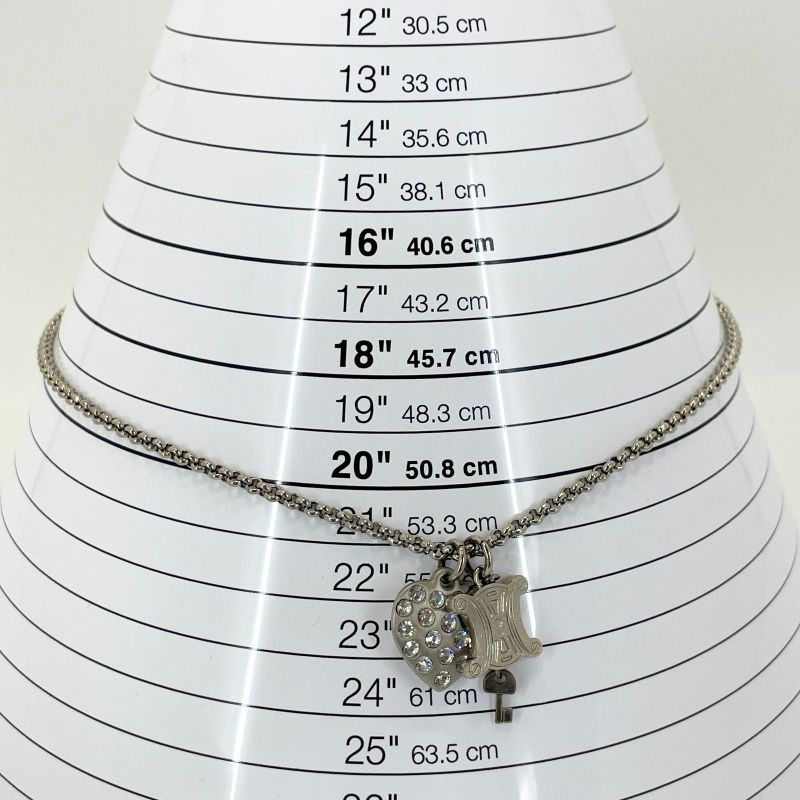 Celine Macadam Triomphe Stone Heart Necklace 24-2916s