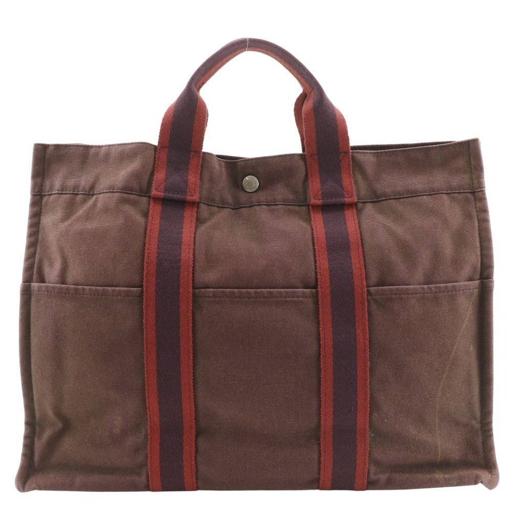 Hermes Sac Fourre Tout MM Cotton Canvas Brown Handbag
