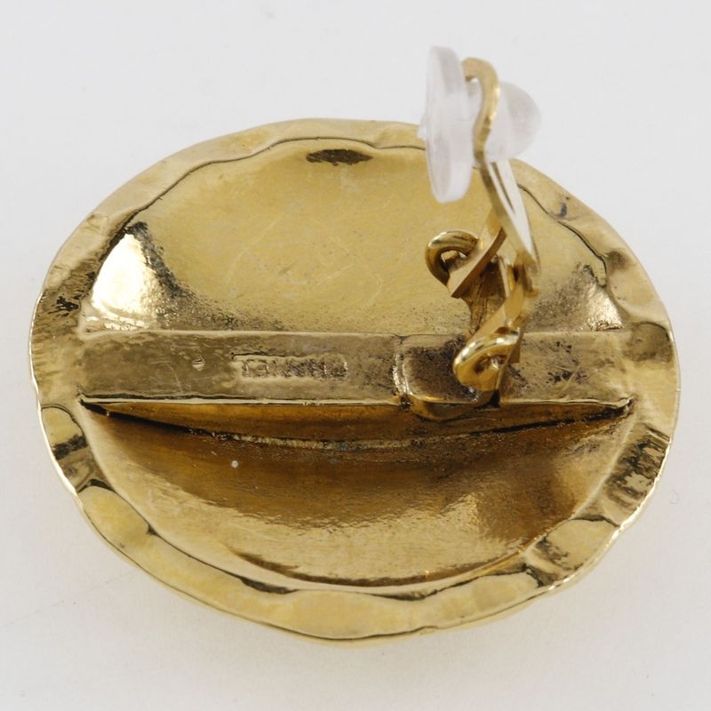 Chanel Coco Mark Matelasse Vintage Gold Plated Ladies 41g Earrings