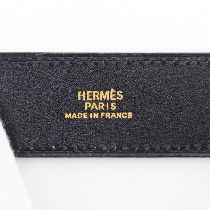 Hermes Box Calf And Gold Plated Black Unisex 9.0g Bracelet