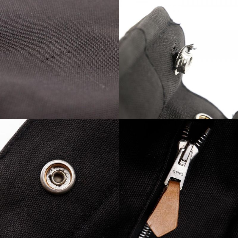 Hermes Fourre Tout MM Tote Bag Cotton Canvas Black Unisex Handbag