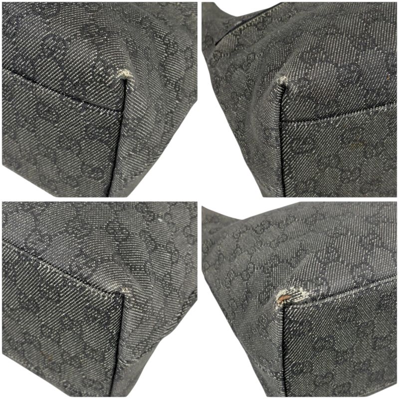 Gucci One Shoulder Bag GG Canvas 105649 Hobo Soho Black Gray