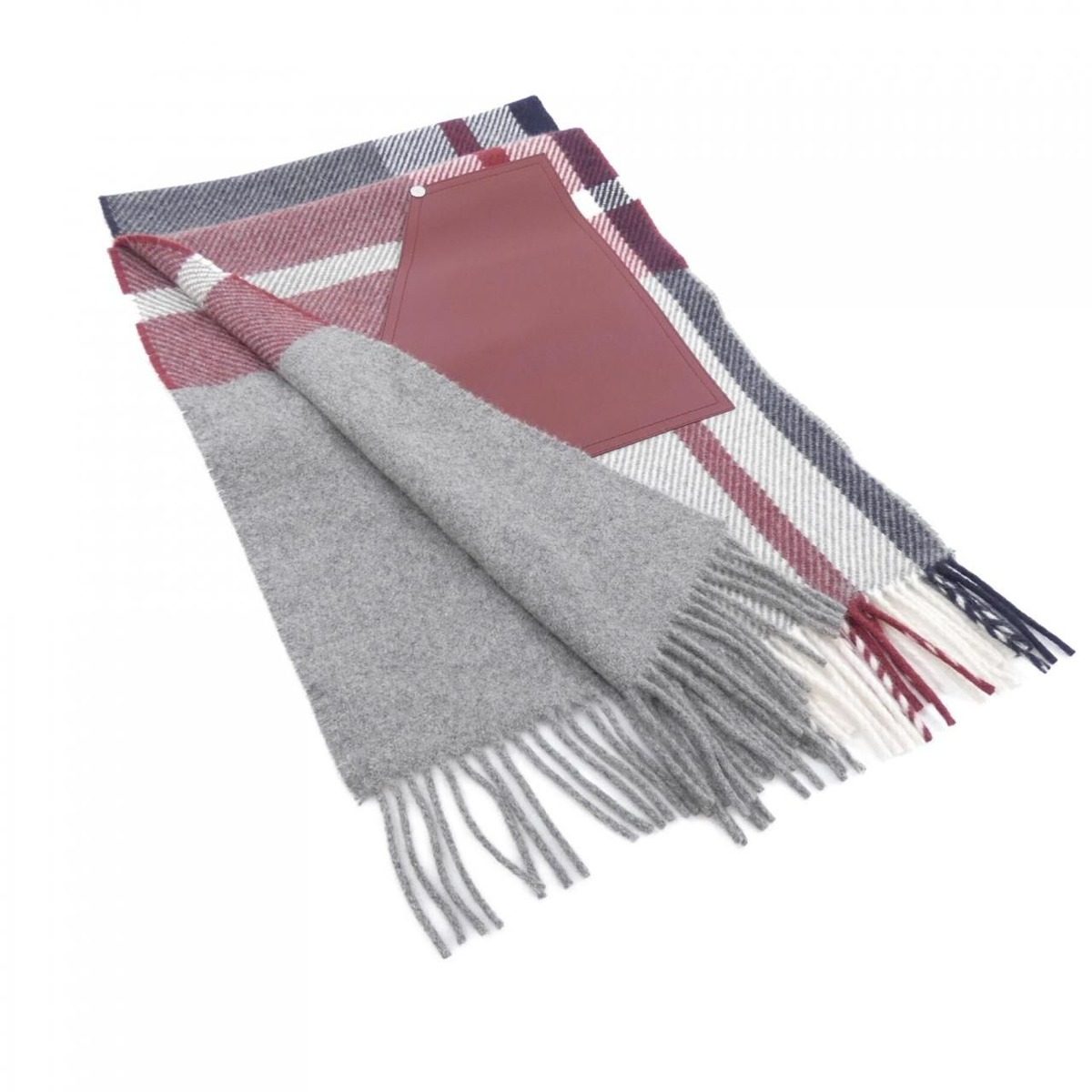 Hermes Tartan Pocket Cuir Applique Scarf