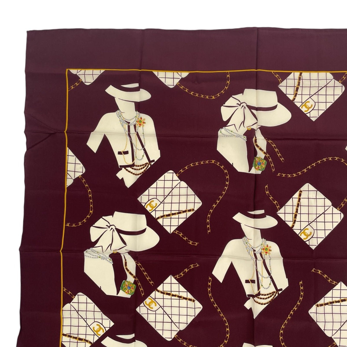 Chanel Scarf Silk Mademoiselle Quilted Pattern CC Logo Purple X — view 2