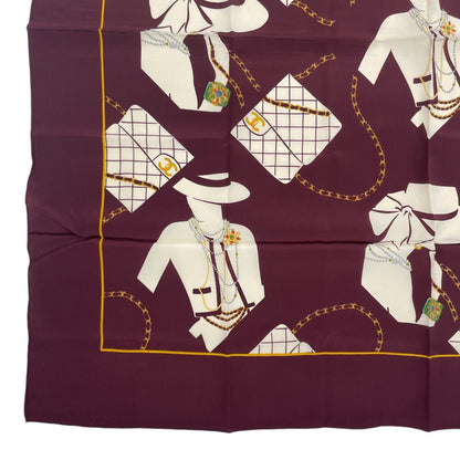 Chanel Scarf Silk Mademoiselle Quilted Pattern CC Logo Purple X — view 4