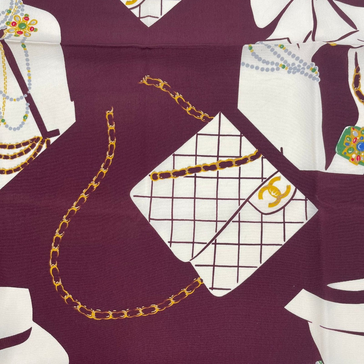 Chanel Scarf Silk Mademoiselle Quilted Pattern CC Logo Purple X — view 6