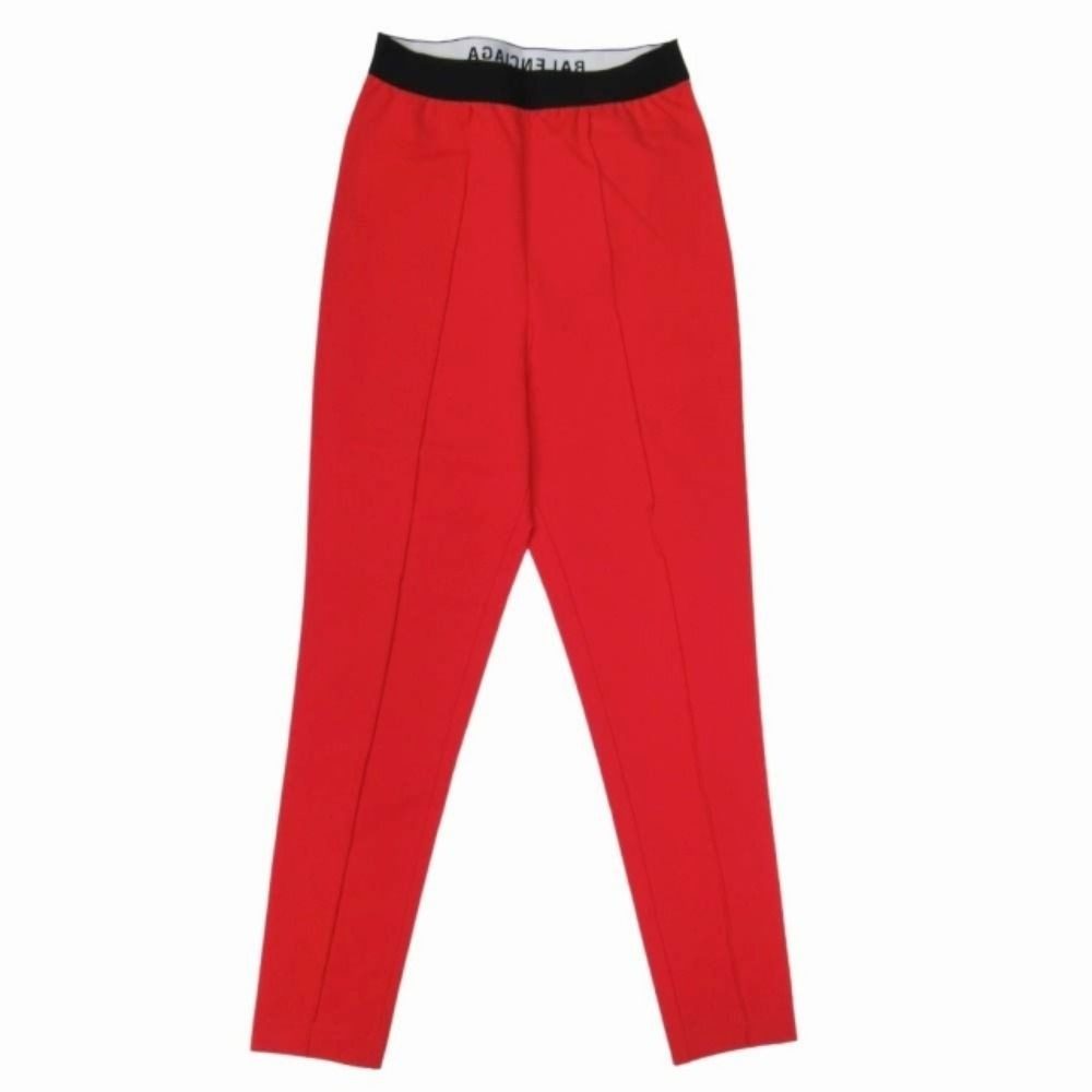 Balenciaga Logo Band Color Skinny Stretch Easy Waist Pants 36 Red