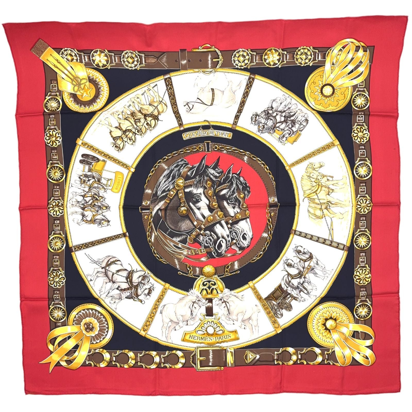 Hermes Chouveau du Tre Carre 90 Silk Red Scarf