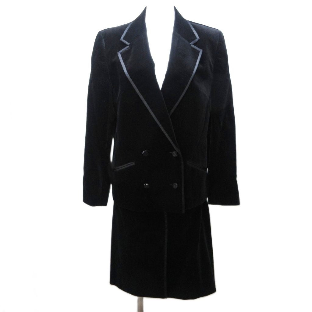 Celine Set Skirts Velour Contrast Macadam Button Tweed Jacket Double Fully