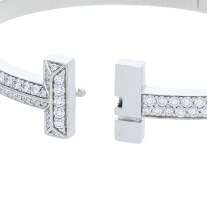 Tiffany & Co T One 18K White Gold Wide Hinge Bangle Bracelet Men's