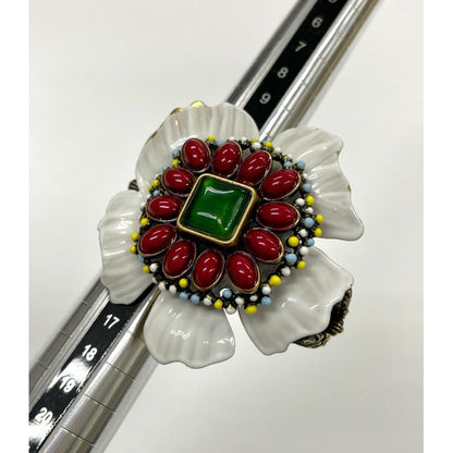 Gucci Flower Double Finger Cocktail Ring L Enamel — view 13