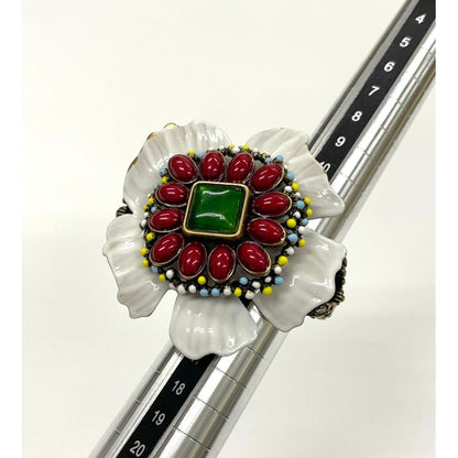 Gucci Flower Double Finger Cocktail Ring L Enamel — view 14