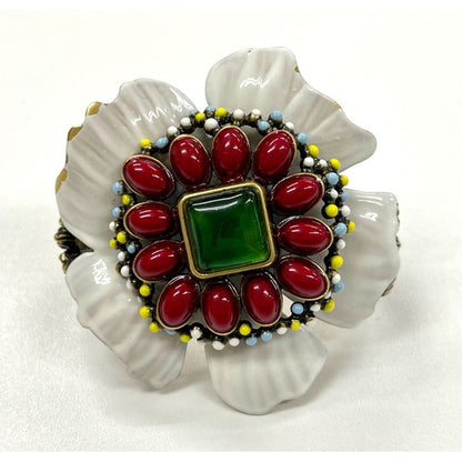 Gucci Flower Double Finger Cocktail Ring L Enamel — view 2