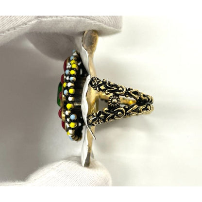 Gucci Flower Double Finger Cocktail Ring L Enamel — view 5