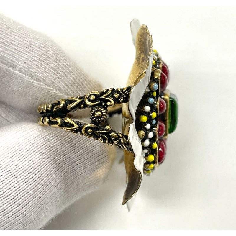 Gucci Flower Double Finger Cocktail Ring L Enamel — view 7