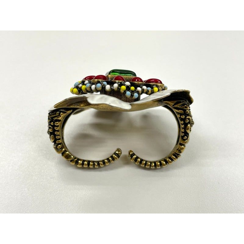 Gucci Flower Double Finger Cocktail Ring L Enamel — view 8