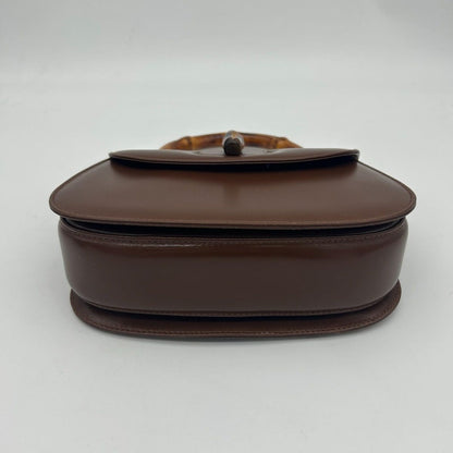 Gucci Vintage Bamboo Leather Turnlock Handbag Brown — view 6