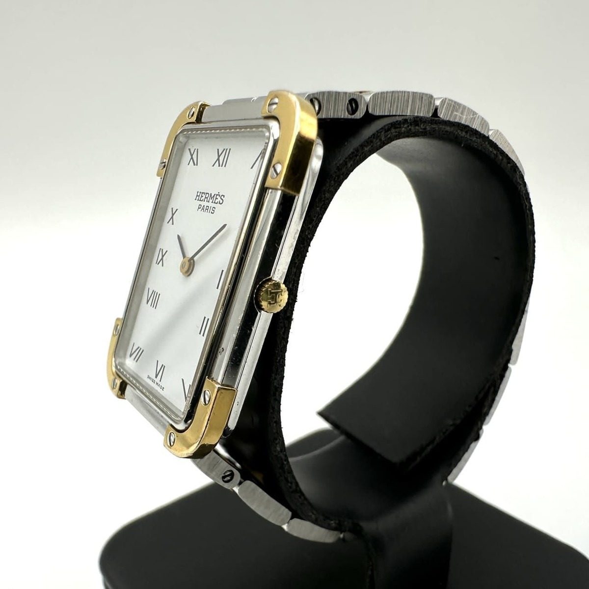 Hermes Croajour Watch with Extra Frames Quartz SS Silver Gold Vintage — view 2