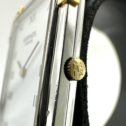 Hermes Croajour Watch with Extra Frames Quartz SS Silver Gold Vintage — view 4