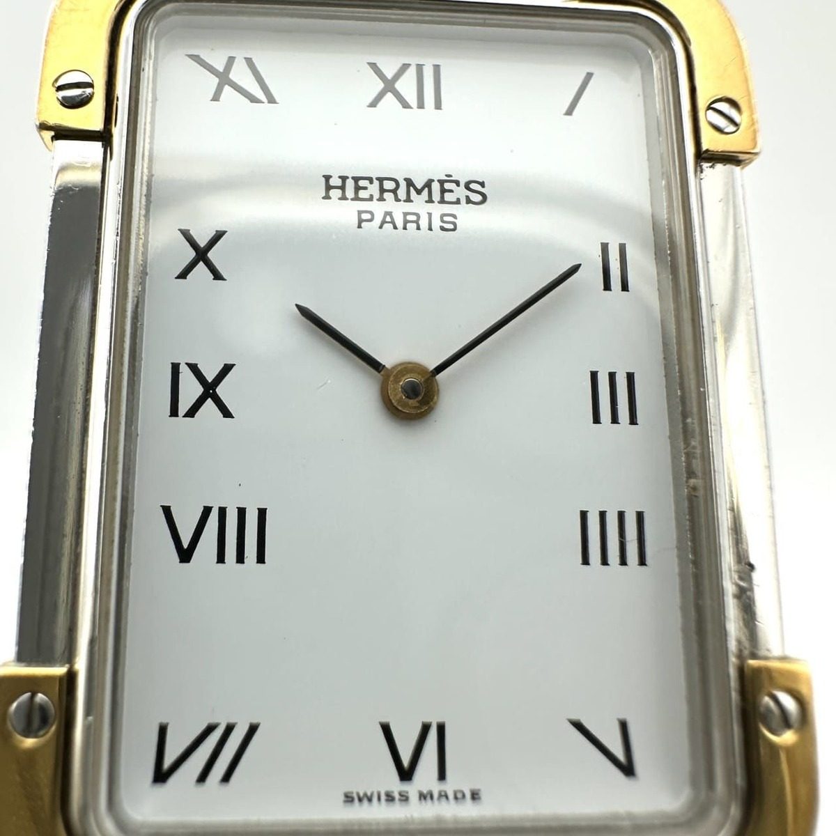 Hermes Croajour Watch with Extra Frames Quartz SS Silver Gold Vintage — view 6
