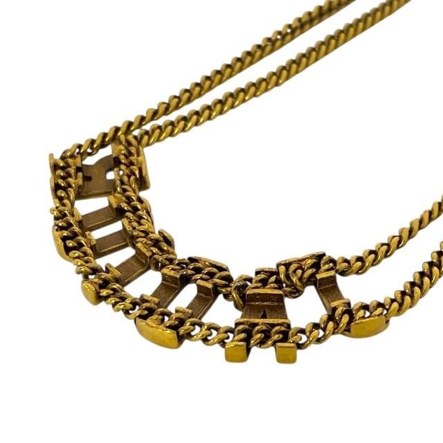 Christian DIOR J'adior 2 Chain Choker Necklace Antique Gold Metal
