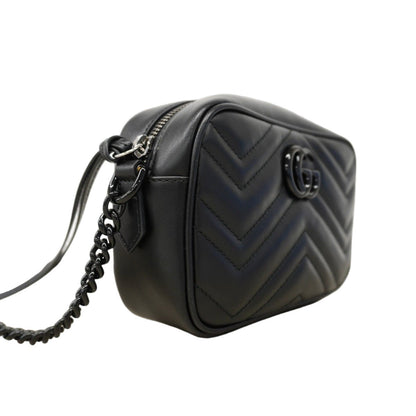Gucci Shoulder Bag GG Marmont Leather Black Silver — view 2