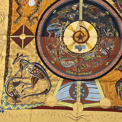 Hermes Silk Scarf Carre 90 REVE D'australie Australian Dream Yellow