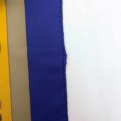 Hermes Scarf Carr 90 Navy Yellow Gray Turkish Horse