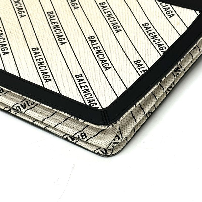 Balenciaga Shoulder Bag Total 528147 Leather / Canvas White And Black