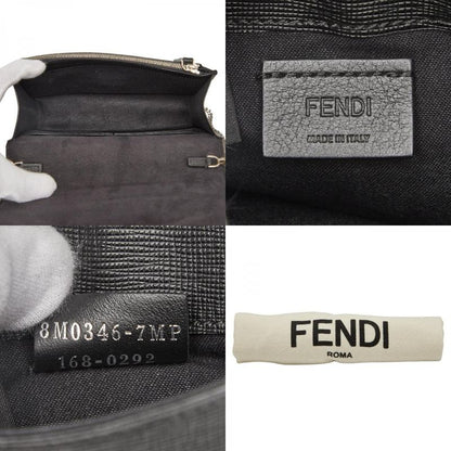 Fendi Carlito Studded Chain Shoulder Bag Wallet Bag 8m0346 Black Leather Women